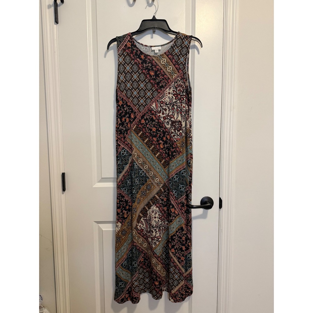 J. Jill Maxi Dress Womens Small Petite Multicolor Excellent Paisley Boho Knit